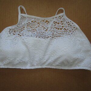 Mossimo Supply Swim Bikini Top Bra White Lace Eye holes sz XL Youth M Reg New
